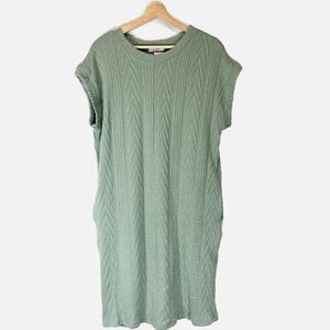 NWT Cherish Sweater Detailed Sage Cable Knit Look Sheath Dress Size Large